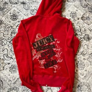 Juicy Couture Size Medium Red Velour Jacket